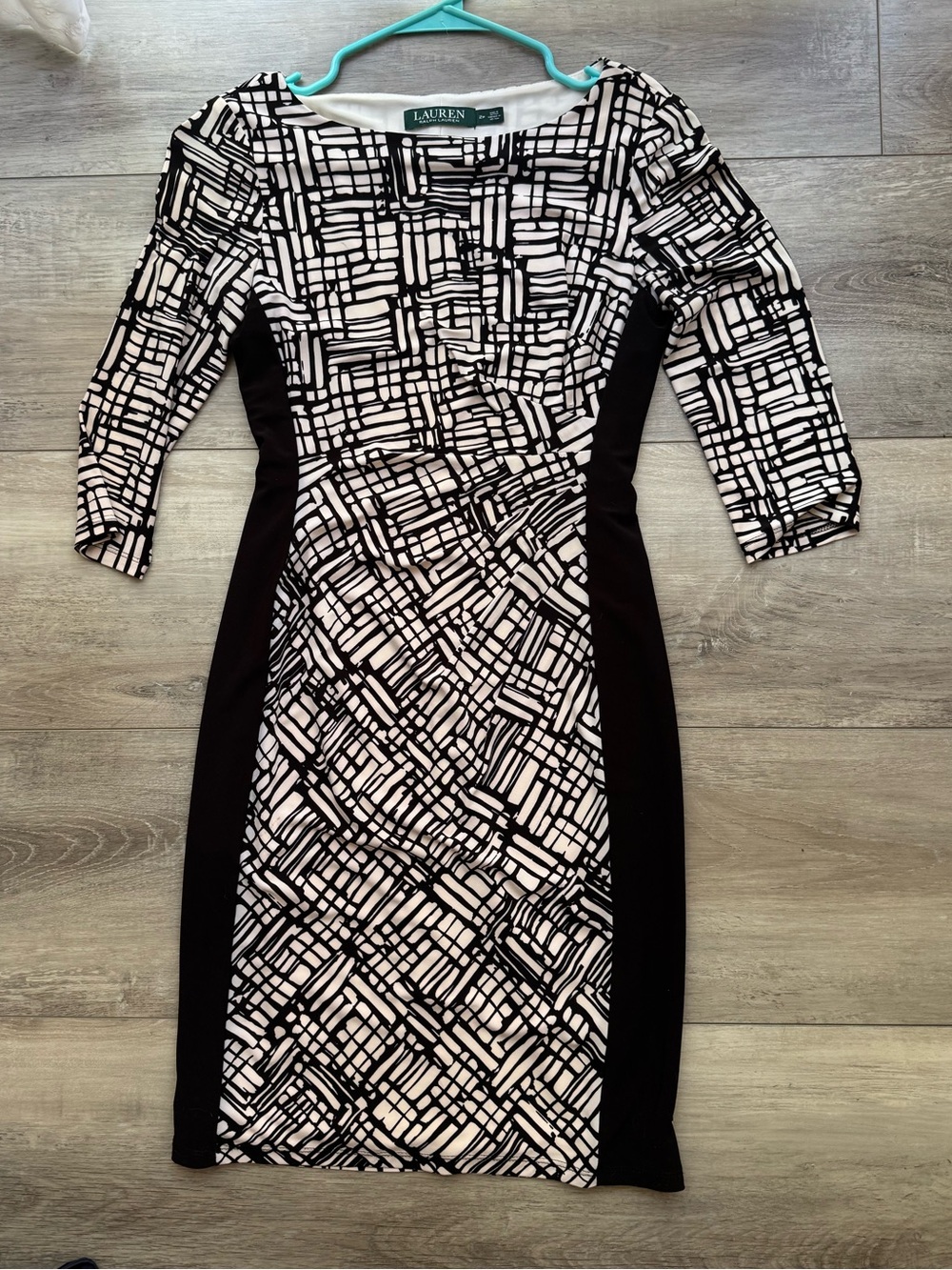 Ralph Lauren Black and White Geometric Sheath Dress
